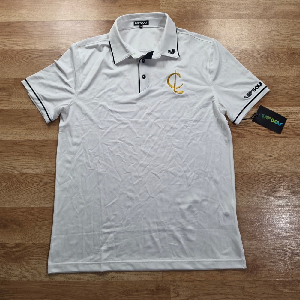LIV Golf Polo Shirt Mens Medium White Cleeks GC Embroidered Performance 23TMM10
